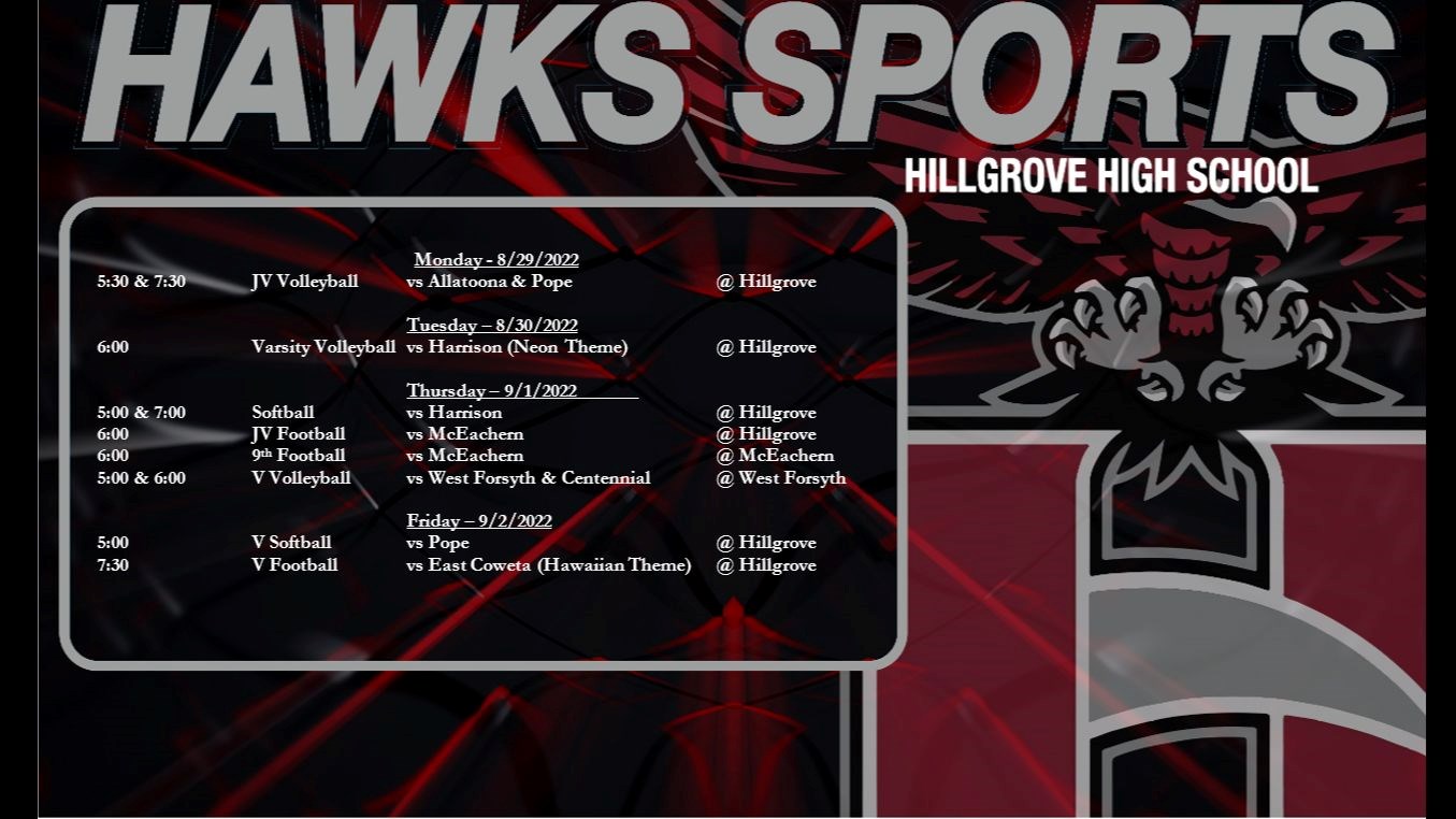 Hillgrove Sports for week of August 29, 2022